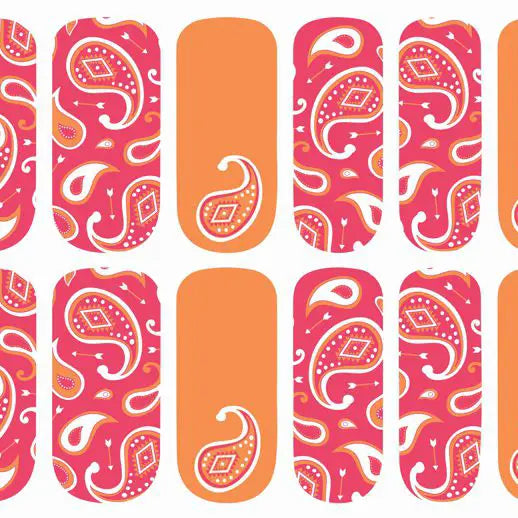 Sherbert Paisley Nail Strips