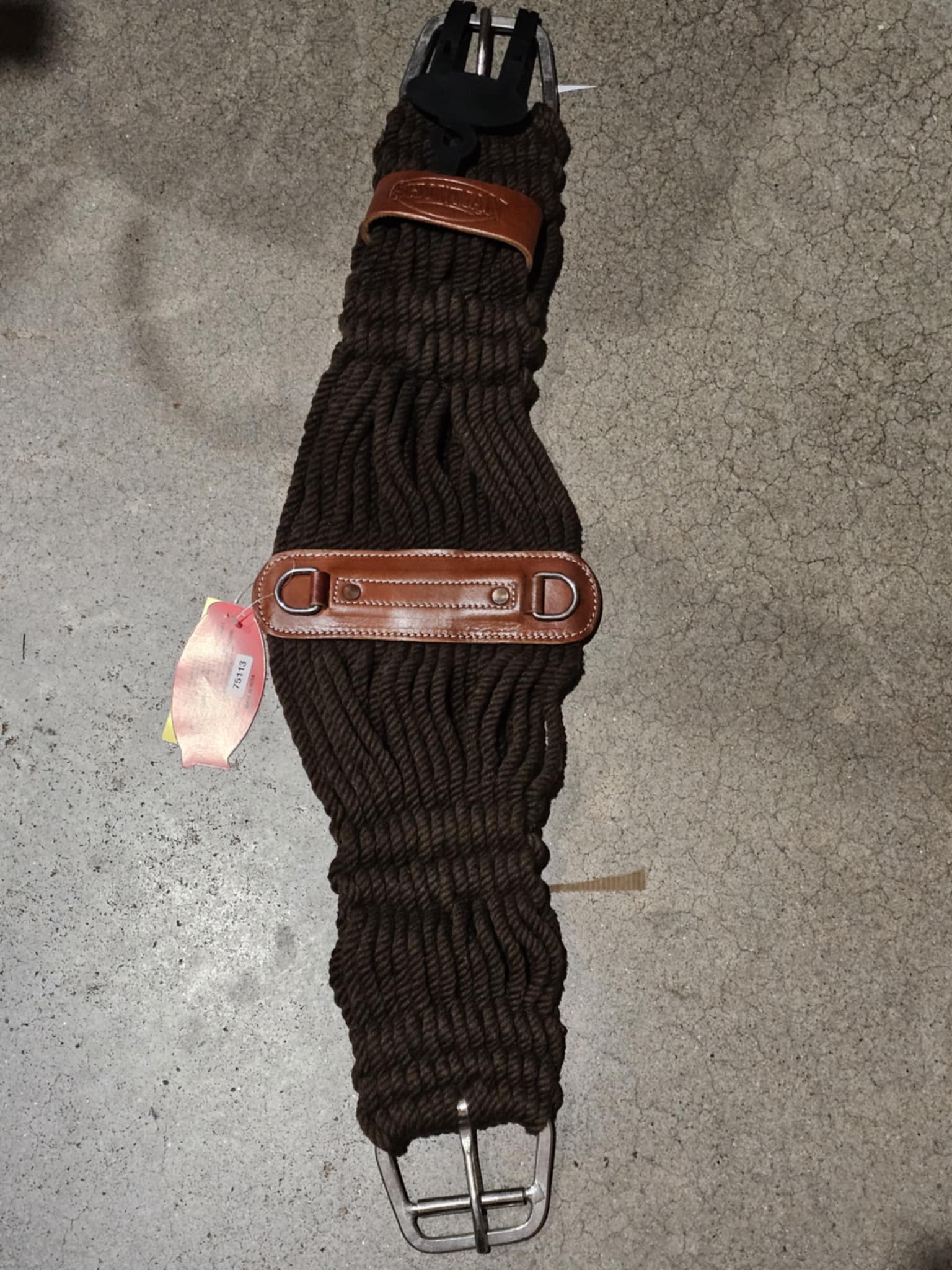 Showman® Brown Cotton Blend Double Weave String Girth with NP Roller Buckle