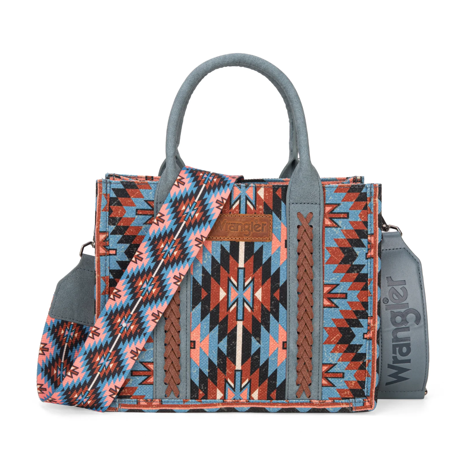 Wrangler Southwestern Pattern Dual Sided Print -Tote/Crossbody -NAVY