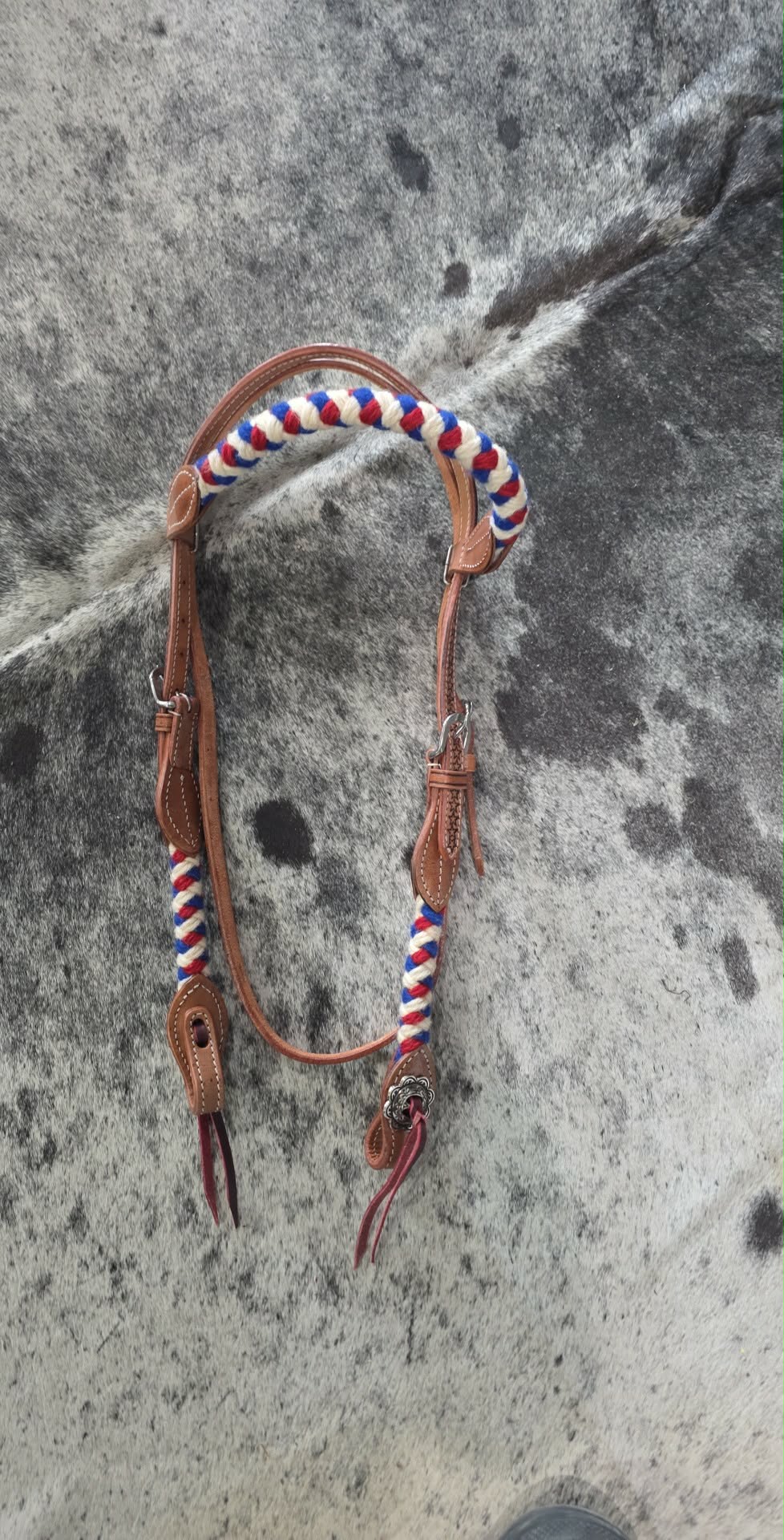 Leather Headstall with Cotton Braid