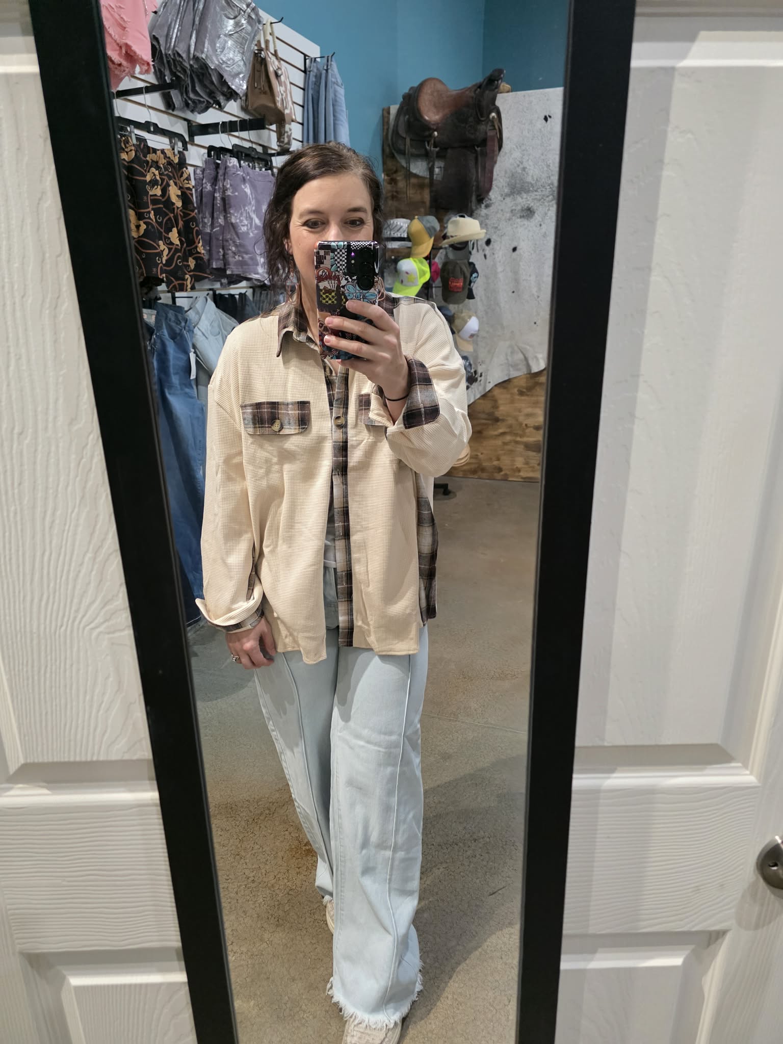 Plaid Waffle Shacket