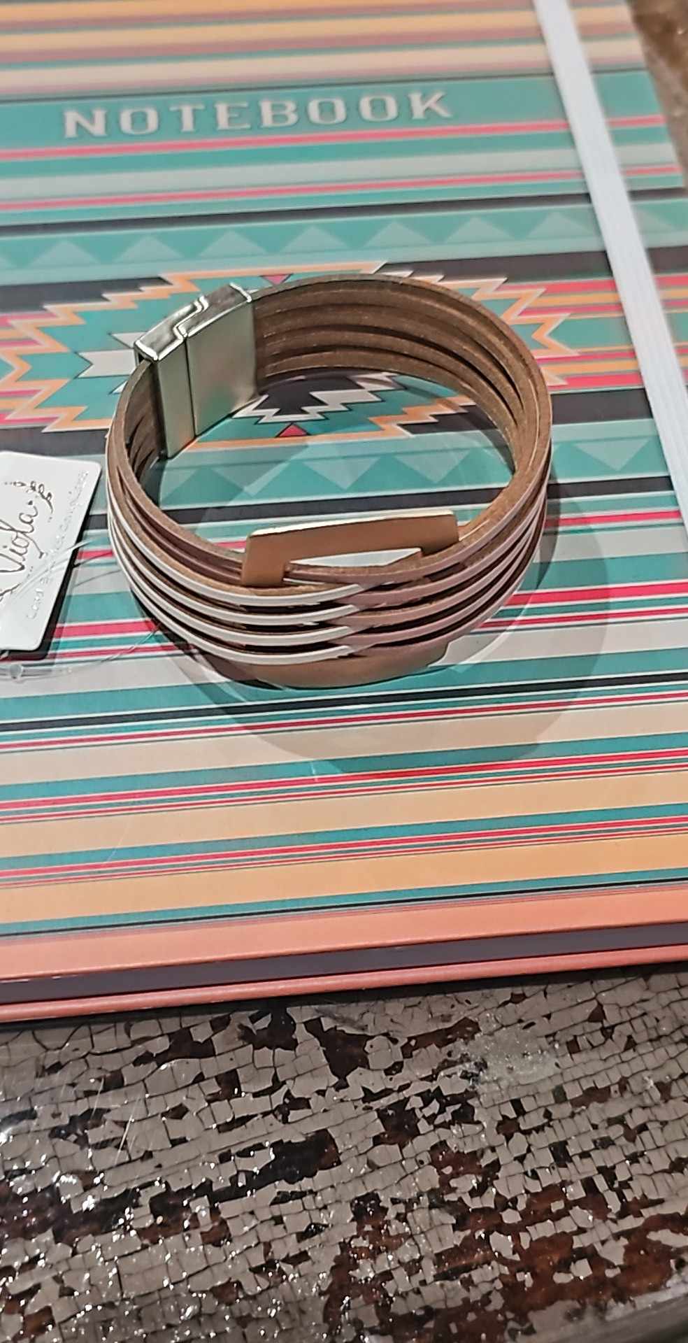 Tan and White Magnetic Bracelet
