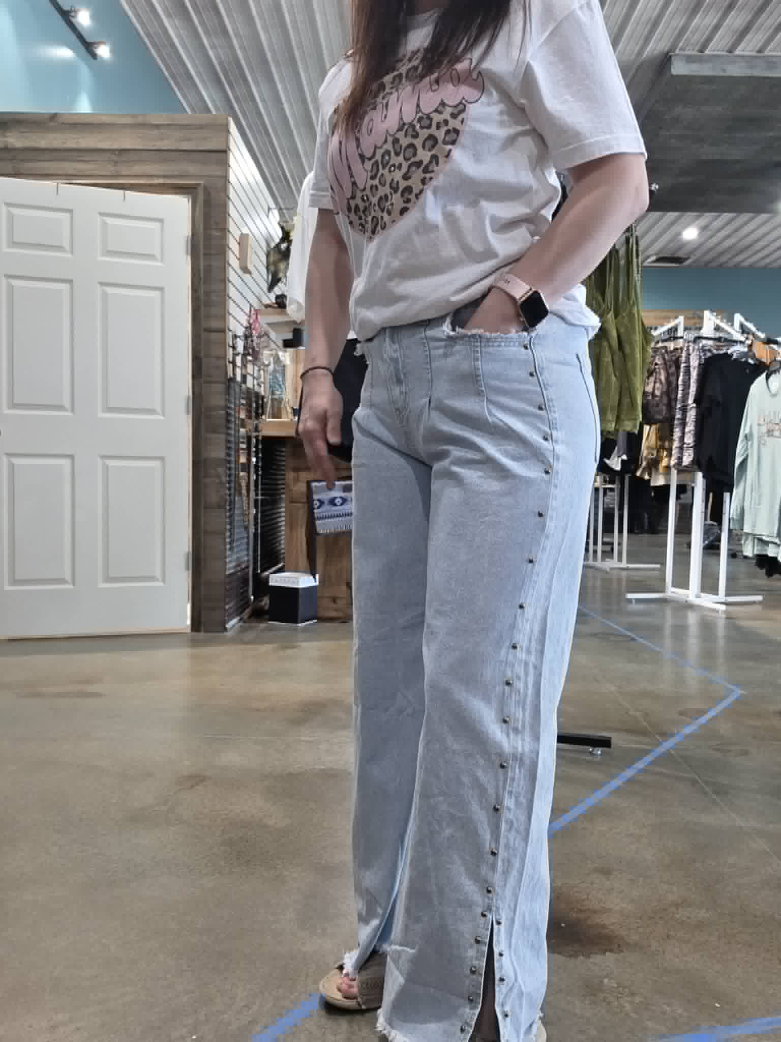 Studded Wide Leg Jeans