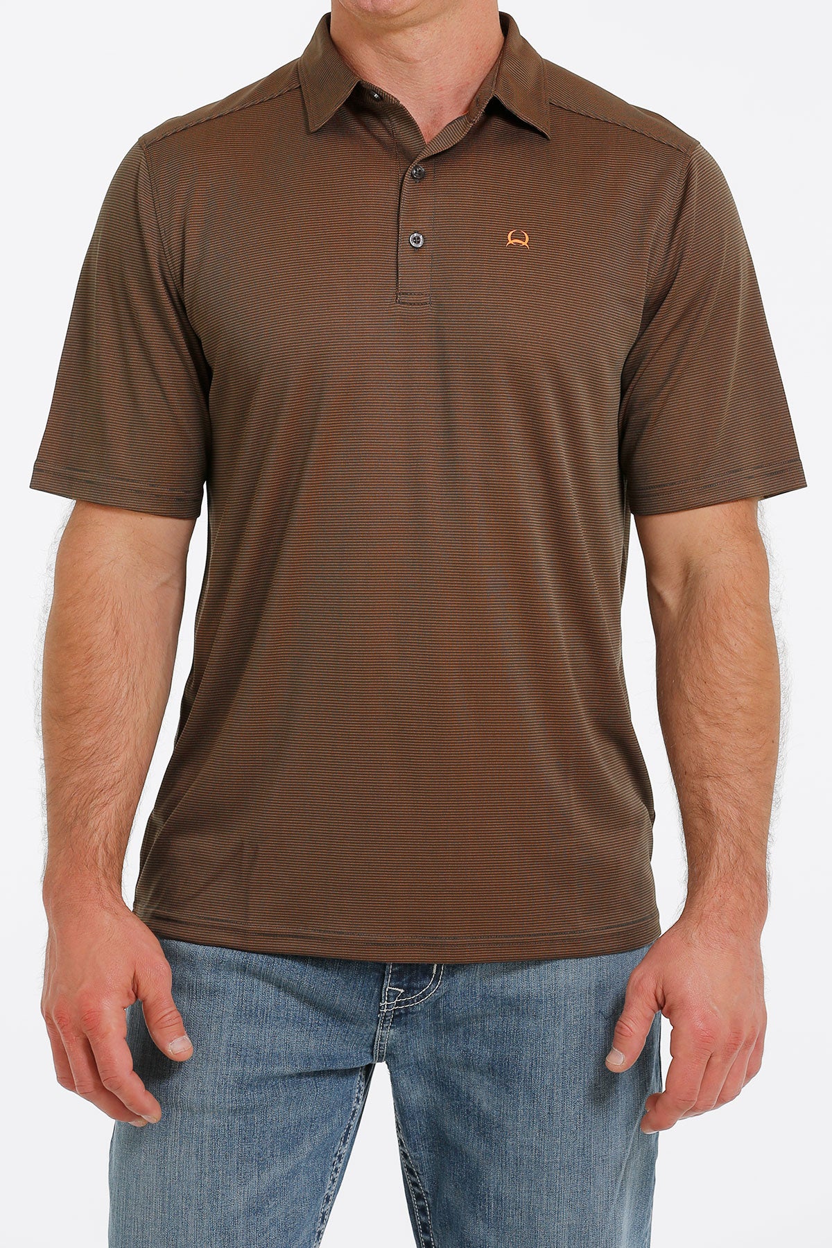 Men's Brown and Orange Polo