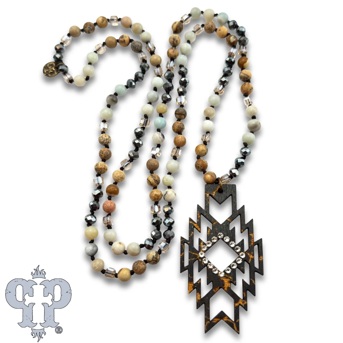 Aztec cut out pendant necklace