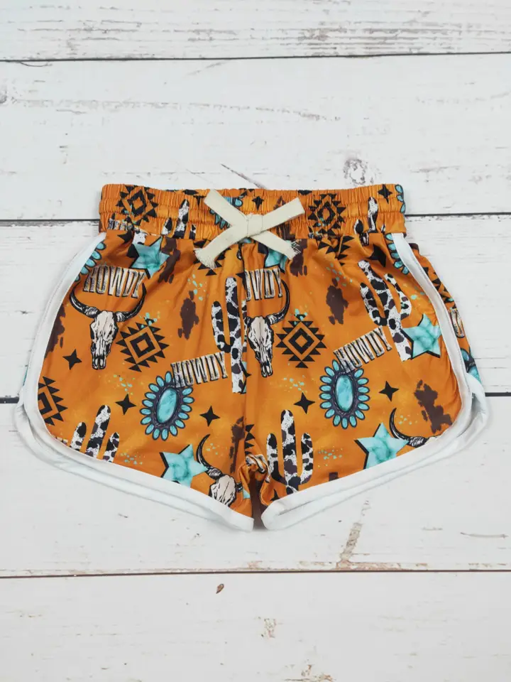 Girls Howdy Cactus Printed Western Shorts